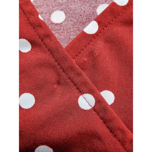 Suzannegrae Shirt Womens Large Red White Polka Dot Wrap Front Tie Side Top - Picture 10 of 15